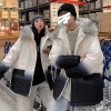Hong Kong-style cotton-padded jackets, mid-length men's mid-length gradient Chinese-style couple wool-neck coats, thickened loose cotton-padded jackets for students, trendy cotton-padded jackets details Picture